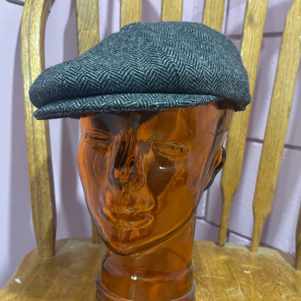 Grey Herringbone 8-Panel Newsboy Cap